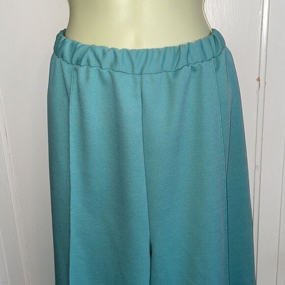 Vtg 80s Vera mint green polyester wide leg pull on pants - Picture 2 of 6
